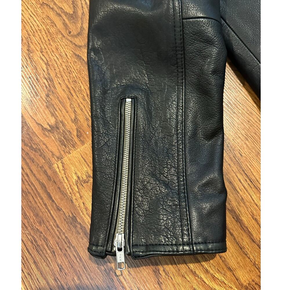 Quince Oversized 100% Leather Moto Jacket Black Women’s Size XL Chic - Picture 5 of 10